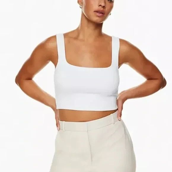 New Womens Babaton Aritzia Contour Squareneck Crop Tank Brown M Medium Nice - Picture 2 of 6